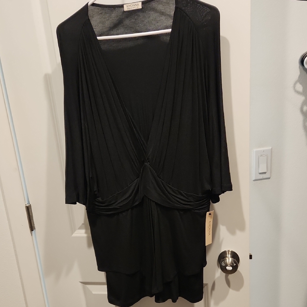 Kiyonna Black Draped Blouse